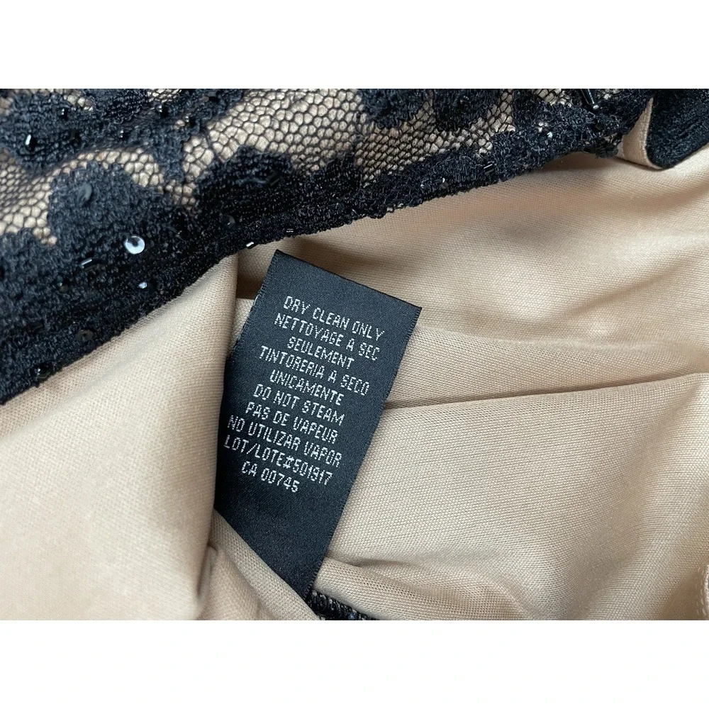 JS BOUTIQUE Lace Overlay Blouse M Sequins Faux-Wrap Mesh Top Evening Romantic - Picture 10 of 14